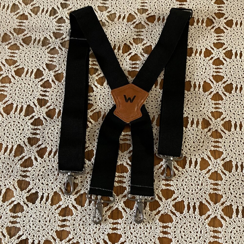 Welkinland X-Back Black Suspenders Heavy-Duty 2” W Adjustable Suspenders